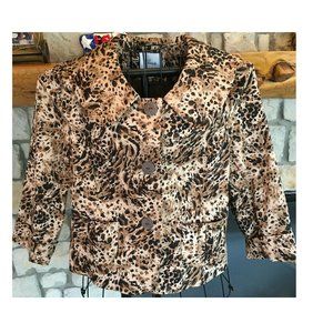 Chaus Women’s Animal Print Jacket Leopard? 3/4 Cuff Sleeve Size 12